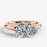 "Sara" 1.75 Carat Toi Et Moi Platinum Engagement Ring - Rose Gold