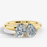 "Sara" 1.75 Carat Toi Et Moi Platinum Engagement Ring - Yellow Gold