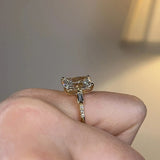 "Seline" Radiant Cut with Baguette Side Stone Trilogy Style Engagement Ring HEERA DIAMONDS