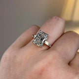 "Seline" Radiant Cut with Baguette Side Stone Trilogy Style Engagement Ring HEERA DIAMONDS