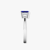 "Selmora" 0.70 Carat Emerald Cut Blue Sapphire Natural Diamond Trilogy Engagement Ring MSR748