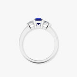 "Selmora" 0.70 Carat Emerald Cut Blue Sapphire Natural Diamond Trilogy Engagement Ring MSR748