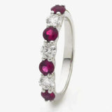 Seven Stone Ruby and Diamond Ring in Claw Set HEERA DIAMONDS