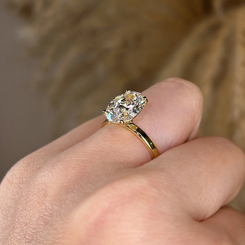"Silvy" 4 Carat Solitaire Oval Cut Diamond Engagement Ring HEERA DIAMONDS
