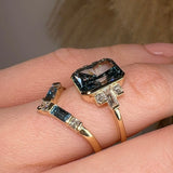 "Skye" Bridal Set Blue Cut Diamond Shoulders Eternity Engagement Ring - HEERA DIAMONDS