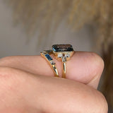 "Skye" Bridal Set Blue Cut Diamond Shoulders Eternity Engagement Ring - HEERA DIAMONDS