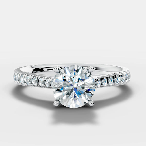 "Solace" 2.50 Carat Round Brilliant Cut Diamond Shoulders Platinum Engagement Ring HEERA DIAMONDS