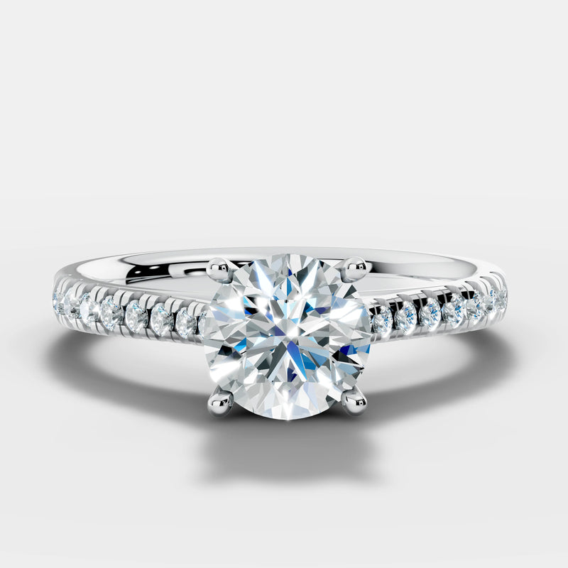 "Solace" 2.50 Carat Round Brilliant Cut Diamond Shoulders Platinum Engagement Ring HEERA DIAMONDS