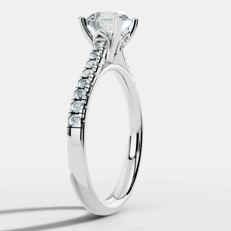 "Solace" 2.50 Carat Round Brilliant Cut Diamond Shoulders Platinum Engagement Ring HEERA DIAMONDS