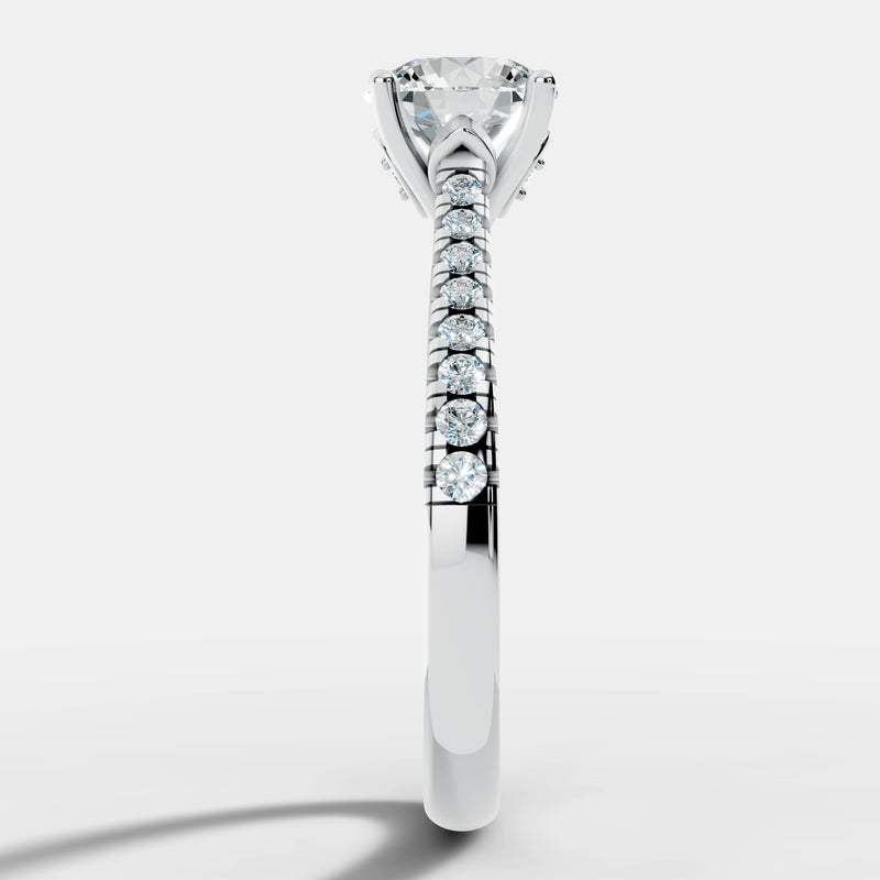 "Solace" 2.50 Carat Round Brilliant Cut Diamond Shoulders Platinum Engagement Ring HEERA DIAMONDS