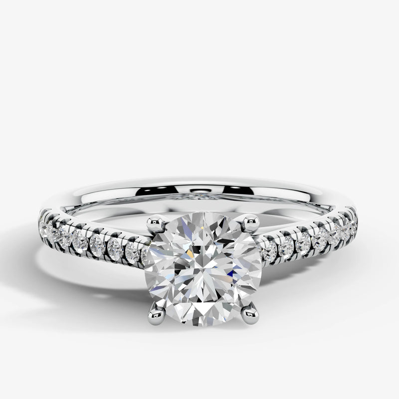 "Solace" 2.50 Carat Round Brilliant Cut Diamond Shoulders Platinum Engagement Ring HEERA DIAMONDS