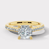 "Solace" 2.50 Carat Round Brilliant Cut Diamond Shoulders Platinum Engagement Ring HEERA DIAMONDS