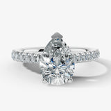 "Starry" 5 Carat Pear Shape Diamond Shoulder Engagement Ring HEERA DIAMONDS
