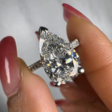 "Starry" 5 Carat Pear Shape Diamond Shoulder Engagement Ring HEERA DIAMONDS