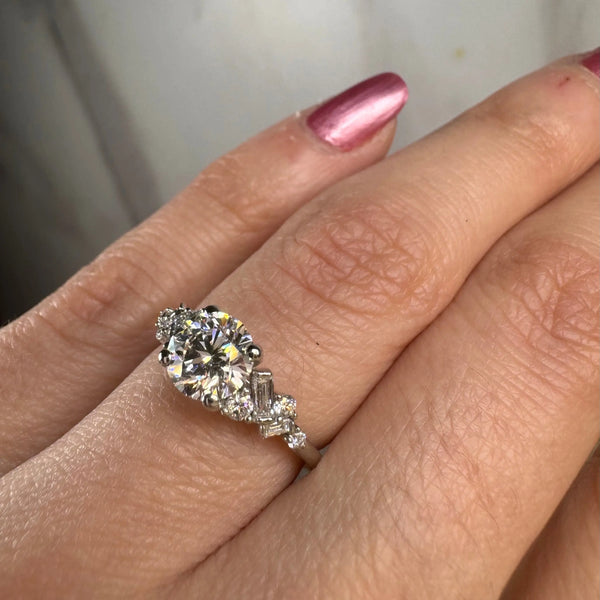 "Sterley" 1.5 Carat Round Cut Diamond Shoulder Engagement Ring HEERA DIAMONDS