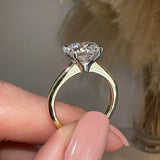 "Sunset" Solitaire 2.25 Carat Round Brilliant Cut Dual Tone Engagement Ring Life Style- Side View