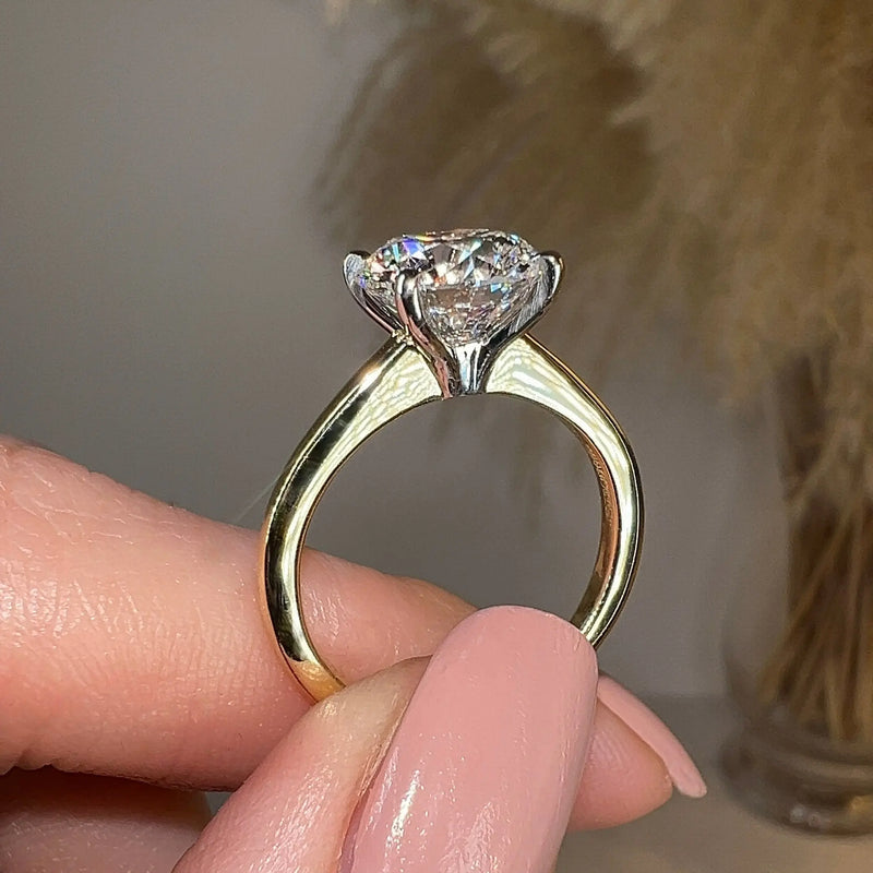"Sunset" Solitaire 2.25 Carat Round Brilliant Cut Dual Tone Engagement Ring - HEERA DIAMONDS