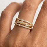 "Suri" 1.10ct Micro Set Diamond Triple Stack Half Eternity Ring ET38
