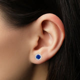 TANZANITE HALO STUD EARRINGS
