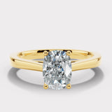 "Taylor" Solitaire 4 Carat Radiant Elongated Cushion Cut Yellow Gold Engagement Ring