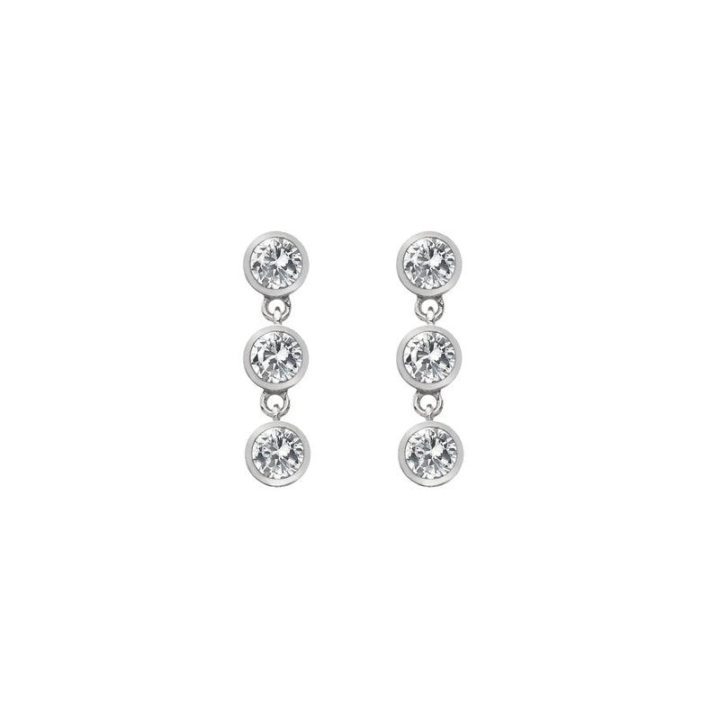 Tender White Topaz Earrings - Triple Drop Hot Diamonds