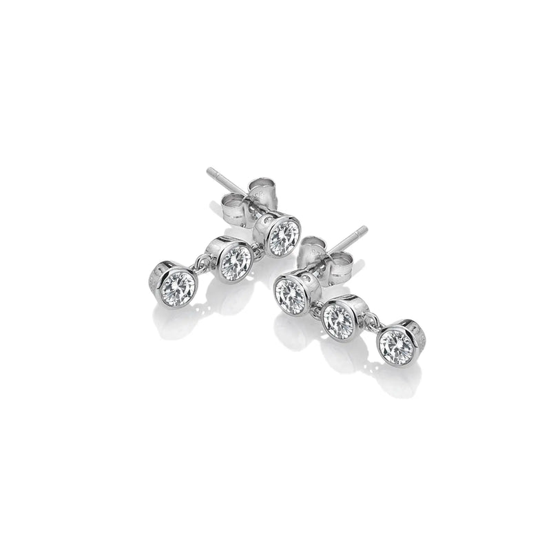 Tender White Topaz Earrings - Triple Drop Hot Diamonds
