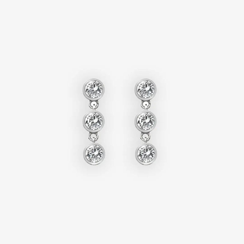 Tender White Topaz Earrings - Triple Drop Hot Diamonds