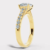 "Tensey" Elongated Cushion Cut Diamond Shoulder Engagement Ring Render-Side View