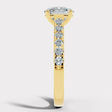 "Tensey" Elongated Cushion Cut Diamond Shoulder Engagement Ring Render-Side View