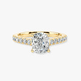 "Tensey" Elongated 5 Carat Cushion Cut Diamond Shoulder Engagement Ring