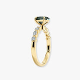 "Tessa" Oval Cut 2 Carat Lab Grown Fancy Vivid Green Diamond Shoulder 18k Yellow Gold Engagement Ring DSOC05