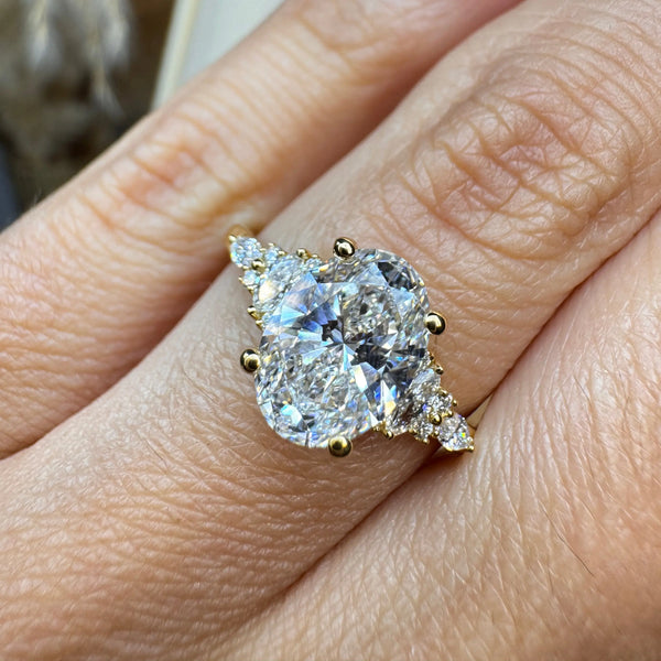"Tiana" Oval Cut 2 Carat Diamond Shoulder 18K Yellow Gold Engagement  DSOC08 HEERA DIAMONDS