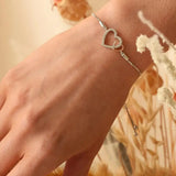 Togetherness Open Heart Bracelet - Rose Gold Plate Accents Hot Diamonds