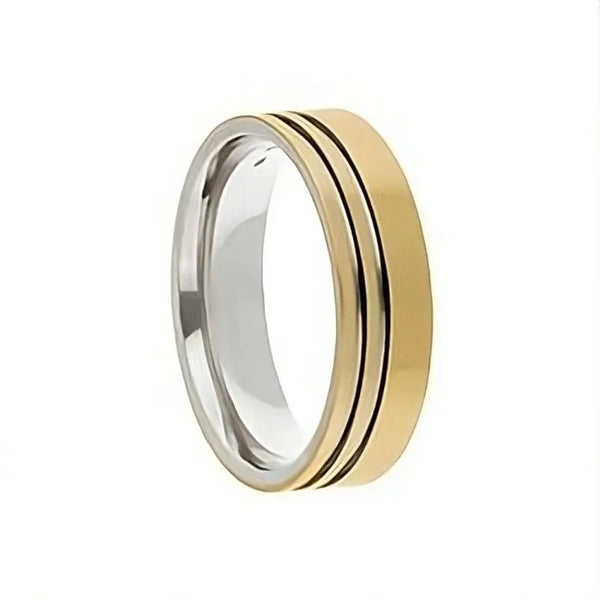 Traditional Court Two Tone Wedding band with Insert in Comfort fit. - HEERA DIAMONDS