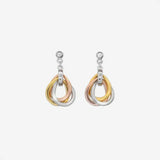 Trio Teardrop Earrings - Rose and Gold Plate Accents Hot Diamonds