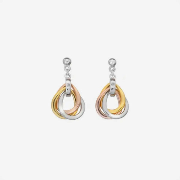Trio Teardrop Earrings - Rose and Gold Plate Accents Hot Diamonds