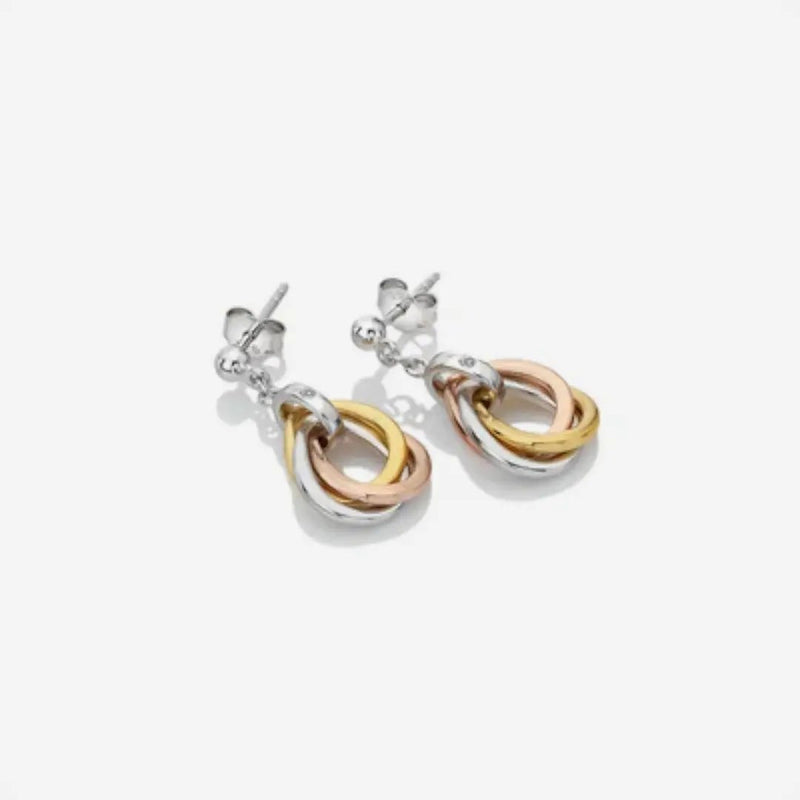 Trio Teardrop Earrings - Rose and Gold Plate Accents Hot Diamonds
