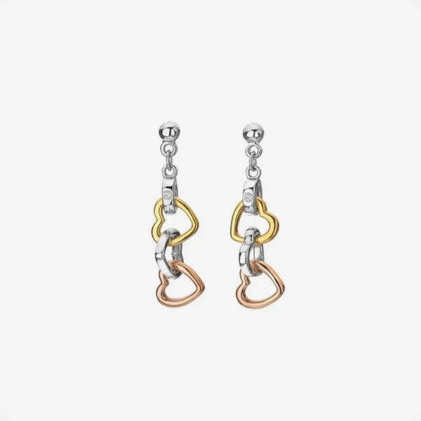 Trio Triple Heart Earrings - Gold Plated Hot Diamonds