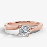 "Valentine" Round Cut 2 Carat Twisted Shoulder Platinum Engagement Ring - Rose Gold