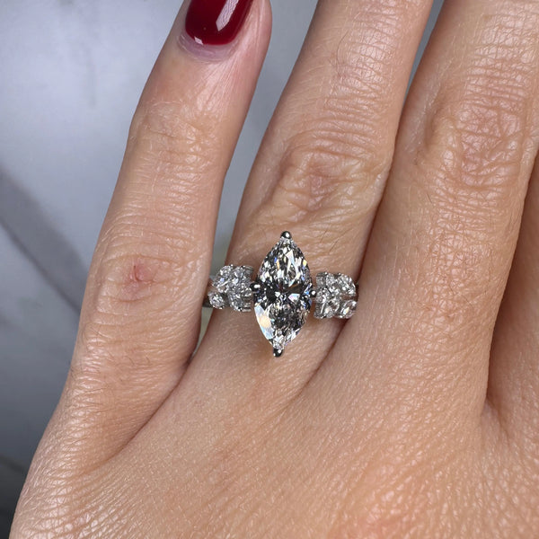 "Valerina" Marquise Cut 3 Carat Diamond Shoulder Engagement Ring HEERA DIAMONDS