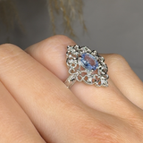 "Valyss" Tanzanite 0.7 Carat Oval Cut Diamond Engagement Ring RAM801R HEERA DIAMONDS