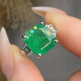 "Varn" Green 3.06 Carat Cushion Cut Trilogy Diamond Engagement Ring HR1871 HEERA DIAMONDS