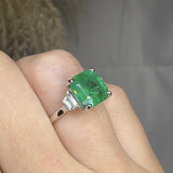 "Varn" Green 3.06 Carat Cushion Cut Trilogy Diamond Engagement Ring HR1871 HEERA DIAMONDS