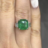 "Varn" Green 3.06 Carat Cushion Cut Trilogy Diamond Engagement Ring HR1871 HEERA DIAMONDS