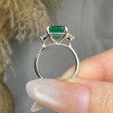 "Varn" Green 3.06 Carat Cushion Cut Trilogy Natural Diamond Engagement Ring HR1871 HEERA DIAMONDS