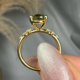 "Varnyx" Green 2.69 Carat Oval Cut Trilogy Lab Grown Diamond Engagement Ring HLM512 HEERA DIAMONDS