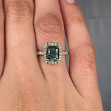 "Veliora" Green 1.61 Carat Cushion Cut Diamond Shoulder Engagement Ring RAM673M HEERA DIAMONDS