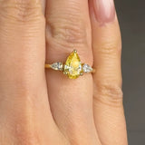 "Velisse" Yellow 1.02 Carat Pear Cut Lab Grown Trilogy Diamond Engagement Ring HLR430