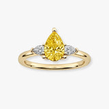 "Velisse" Yellow 1.02 Carat Pear Cut Lab Grown Trilogy Diamond Engagement Ring HLR430