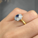 "Veloriah" 0.39 Carat Round Cut Blue Sapphire Natural Diamond Halo Engagement Ring MSR278